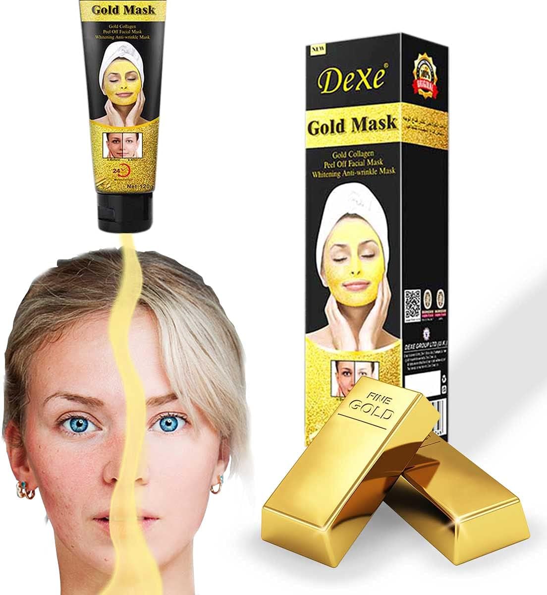 Mascarilla Facial de Oro y Colágeno - Efecto Iluminador, Anti edad e Hidratación 24 Horas - additional image 1